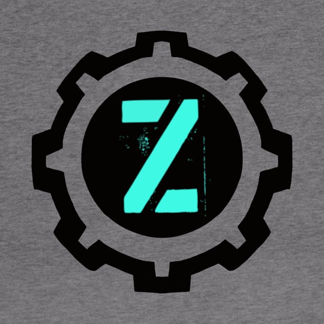 Ice Blue Letter Z in a Black Industrial Cog by MistarCo